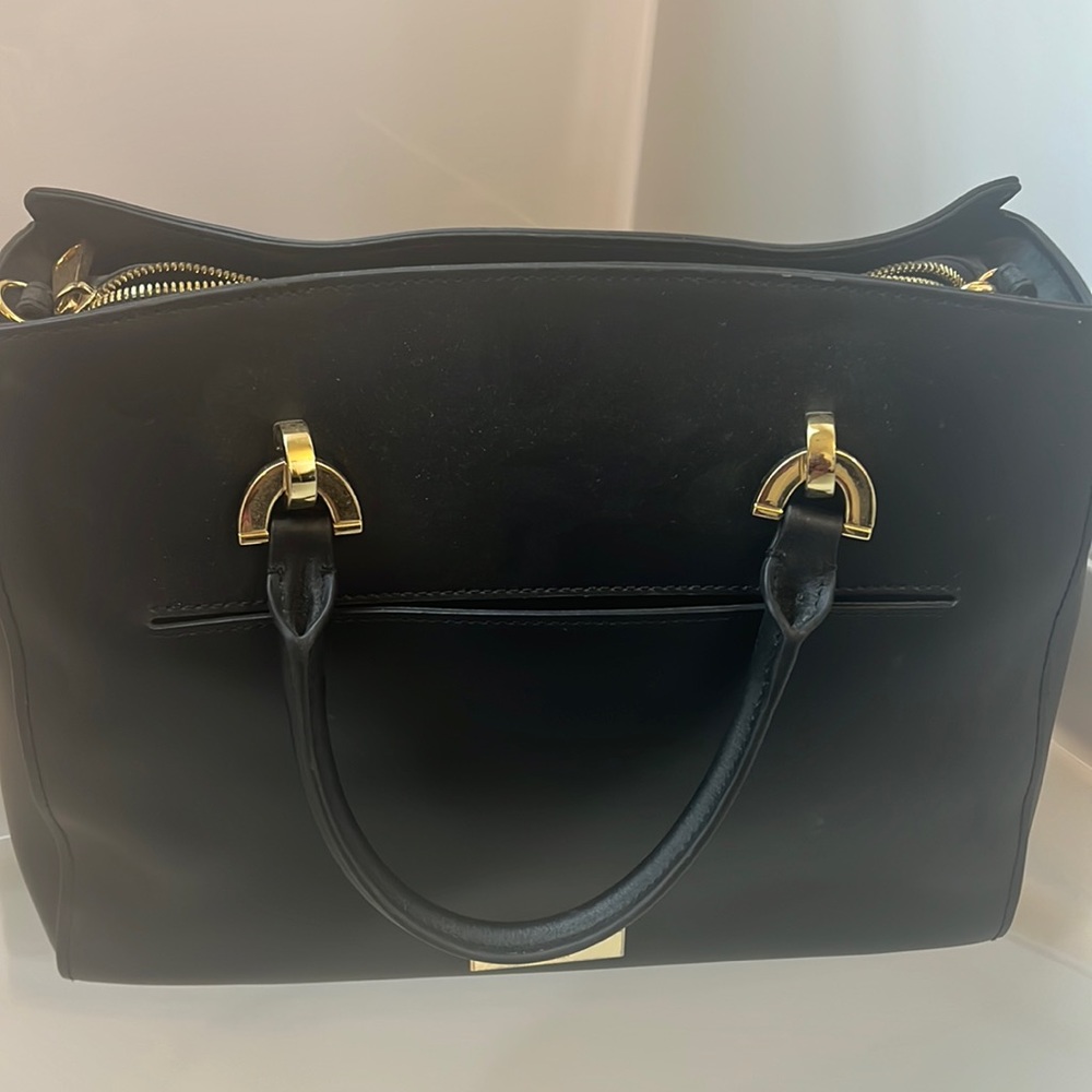 Black leather ZAC tote bag